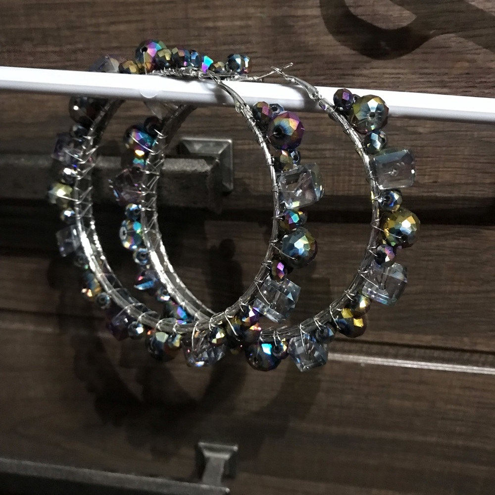 Sassy Jones Rochinda Hoops Large- Blue/Purple